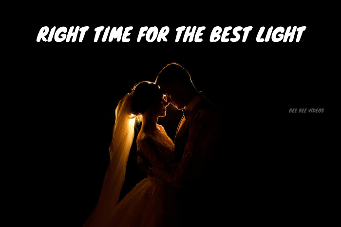 Silhouette of a bride and groom in an intimate embrace, illuminated by a dramatic backlight, highlighting Bee Bee Videos' expertise in capturing the right time for the best light in wedding photography in Coimbatore
