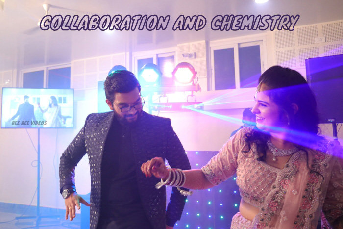 Elegant couple dancing under the lights, capturing the chemistry and joy at their reception, by Bee Bee Videos Coimbatore
