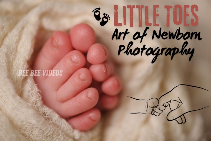 Close-up of a newborn's tiny toes wrapped in a soft blanket, showcasing the art of newborn photography by Bee Bee Videos, Coimbatore's trusted newborn photographers specializing in detailed and tender captures