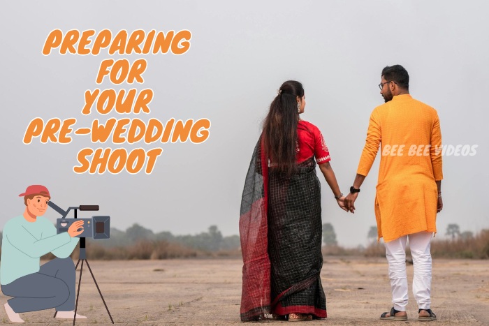 Coimbatore couple prepares for their pre-wedding shoot, captured by Bee Bee Videos, highlighting the open landscape and heartfelt moments between the couple, illustrating Bee Bee Videos' expertise in pre-wedding photography