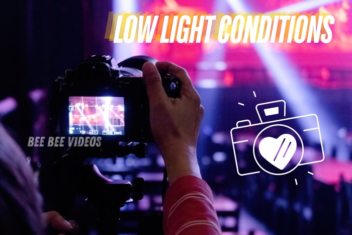 Professional photographer adjusting camera settings in low light conditions at an event, showcasing expertise in challenging lighting, by Bee Bee Videos, Coimbatore's premier photography and videography service.