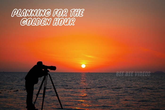 Photographer capturing the serene beauty of Coimbatore's golden hour by the beach, showcasing the planning and precision of Bee Bee Videos. Specializing in natural light and candid wedding photography