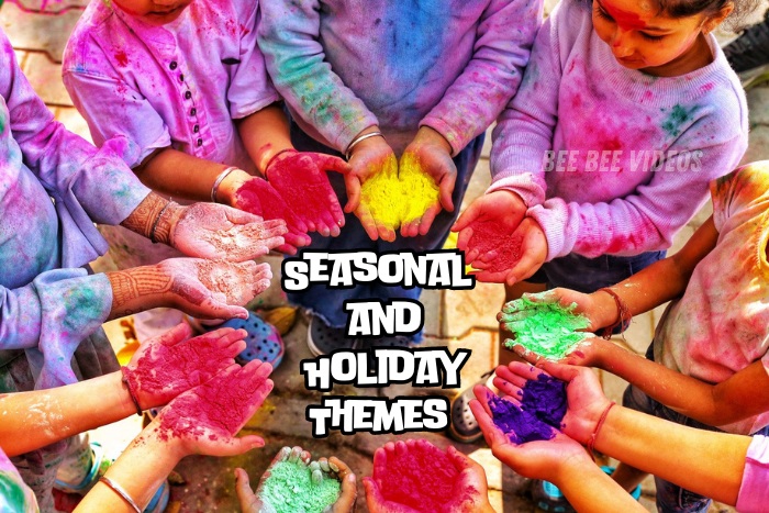 Children holding vibrant colored powders in their hands, celebrating a festival with seasonal and holiday themes, captured by Bee Bee Videos, premier kids photographers in Coimbatore