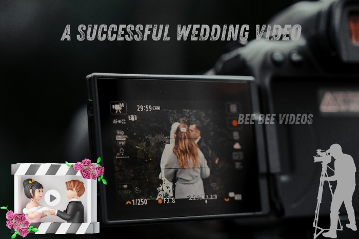 Camera screen capturing a couple's wedding kiss, highlighting the creation of a successful wedding video by Bee Bee Videos, expert wedding videographers in Coimbatore.