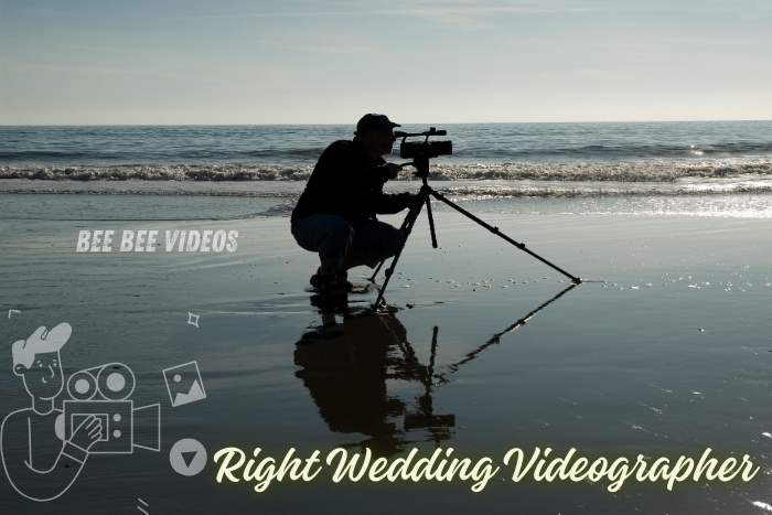 A videographer is filming on a serene beach at sunset, showcasing the expertise of Bee Bee Videos & Photography in Coimbatore. This image captures the essence of choosing the right wedding videographer to preserve every precious moment of your special day