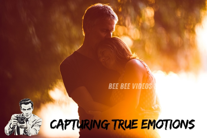 Bee Bee Videos & Photography in Coimbatore: Capturing true emotions of a loving couple embracing during a golden hour photoshoot. Specializing in creating memorable and heartfelt images.