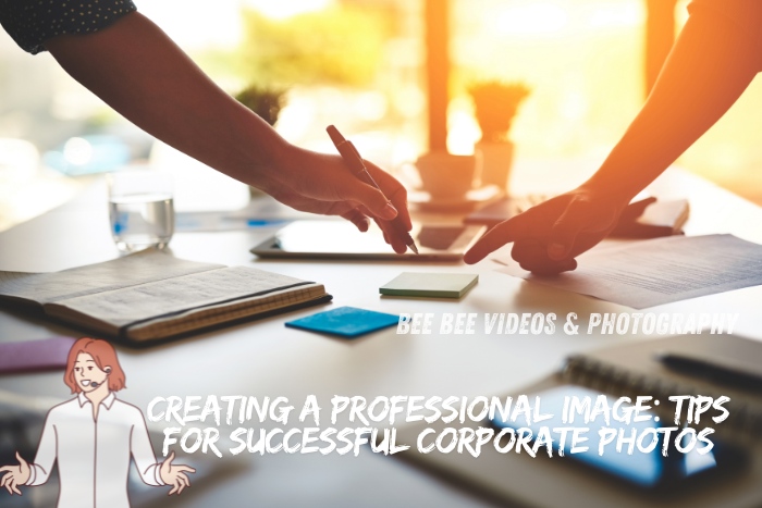 Creating a professional image with Bee Bee Videos & Photography in Coimbatore. Close-up of business professionals collaborating over documents and sticky notes, with sunlight streaming through the window. Enhance your corporate presence with expert photography services