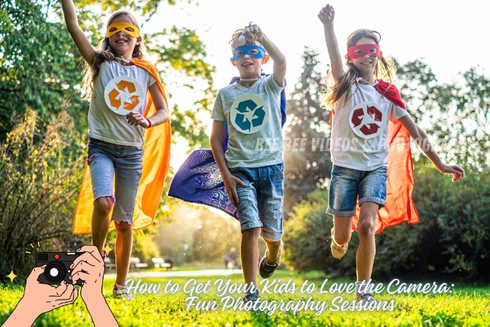 Bee Bee Videos & Photography in Coimbatore creates fun photography sessions for kids, featuring children dressed as superheroes running outdoors. Professional children's photography that encourages creativity and joy