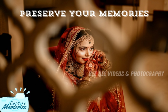 Bee Bee Videos & Photography in Coimbatore capturing a stunning bride in traditional attire during her wedding. Professional photographer preserving special memories for clients through bridal portrait photography.