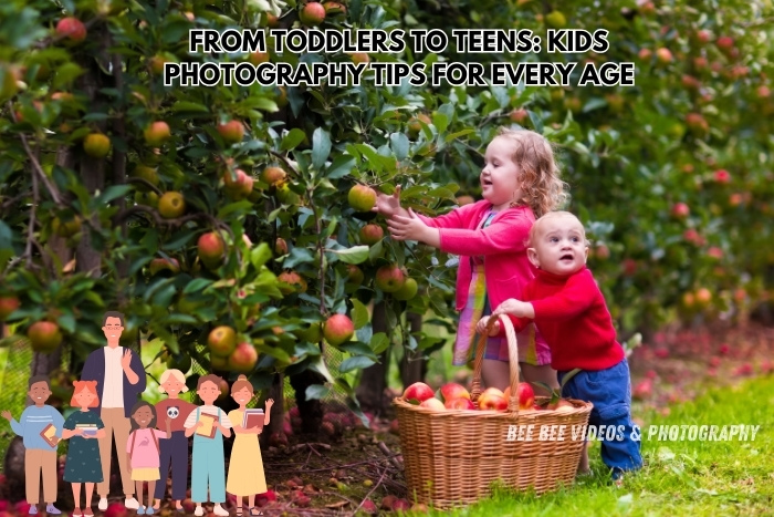 Children picking apples, captured by Bee Bee Videos & Photography in Coimbatore, specializing in kids photography sessions from toddlers to teens, with creative tips for every age