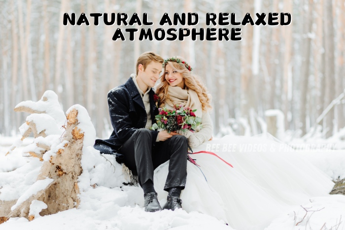 Couple enjoying a natural and relaxed winter photoshoot, captured by Bee Bee Videos & Photography in Coimbatore, offering professional and serene outdoor photography sessions