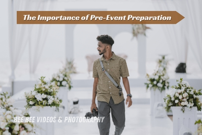 Professional event photographer from Bee Bee Videos & Photography in Coimbatore, capturing stunning pre-event setups and venue preparations