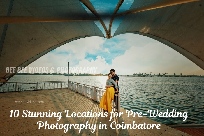 Romantic pre-wedding photoshoot at a scenic lakeside location in Coimbatore by Bee Bee Videos & Photography