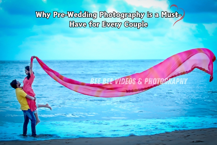 A joyful couple captured with flying pink dupatta and ocean backdrop by Bee Bee Videos & Photography in Coimbatore