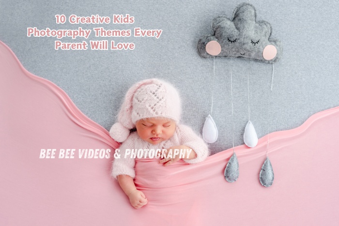 Adorable newborn baby photography with creative cloud and raindrop theme by Bee Bee Videos & Photography