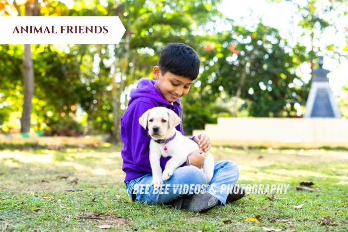 Bee Bee Videos & Photography in Coimbatore provides by Adorable kids photography with a puppy, captured outdoors